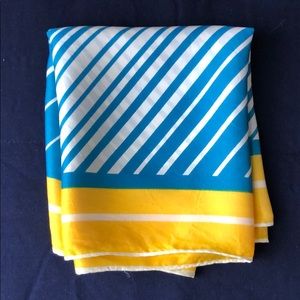 Blue, yellow and white vintage scarf